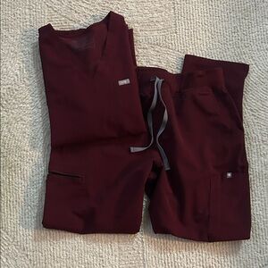 Women’s Burgundy Scrub Pants and top